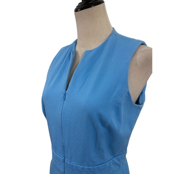 J McLaughlin Light Blue Shift Dress Sz 4 Zip Front Preppy Timeless Coastal Work - Picture 5 of 10